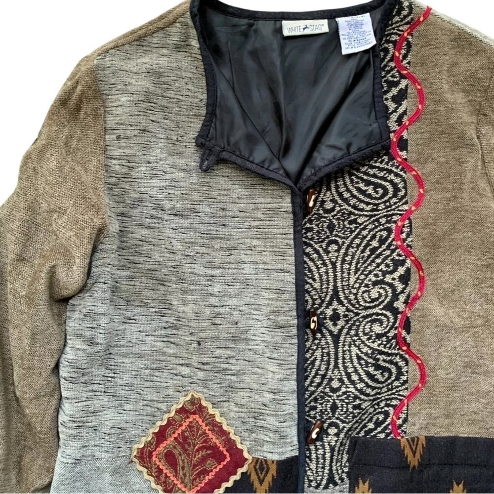 White Stag Chenille Patchwork Applique Jacket Art… - image 3